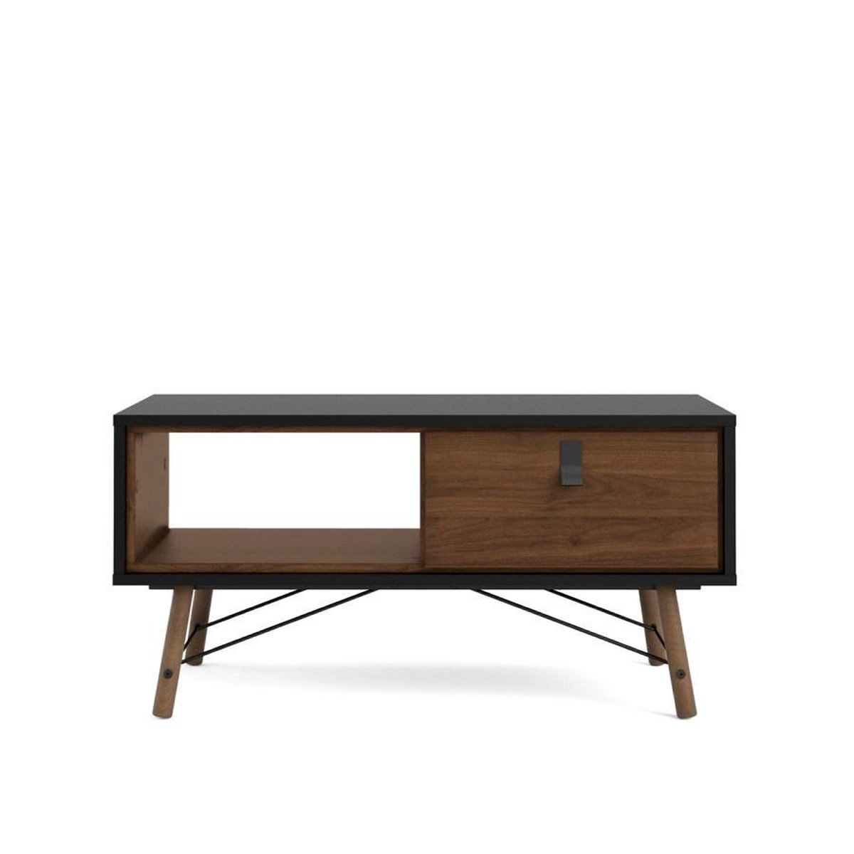 Rye Salontafel 1 Lade Mat, Walnoot Decor. - Zwart