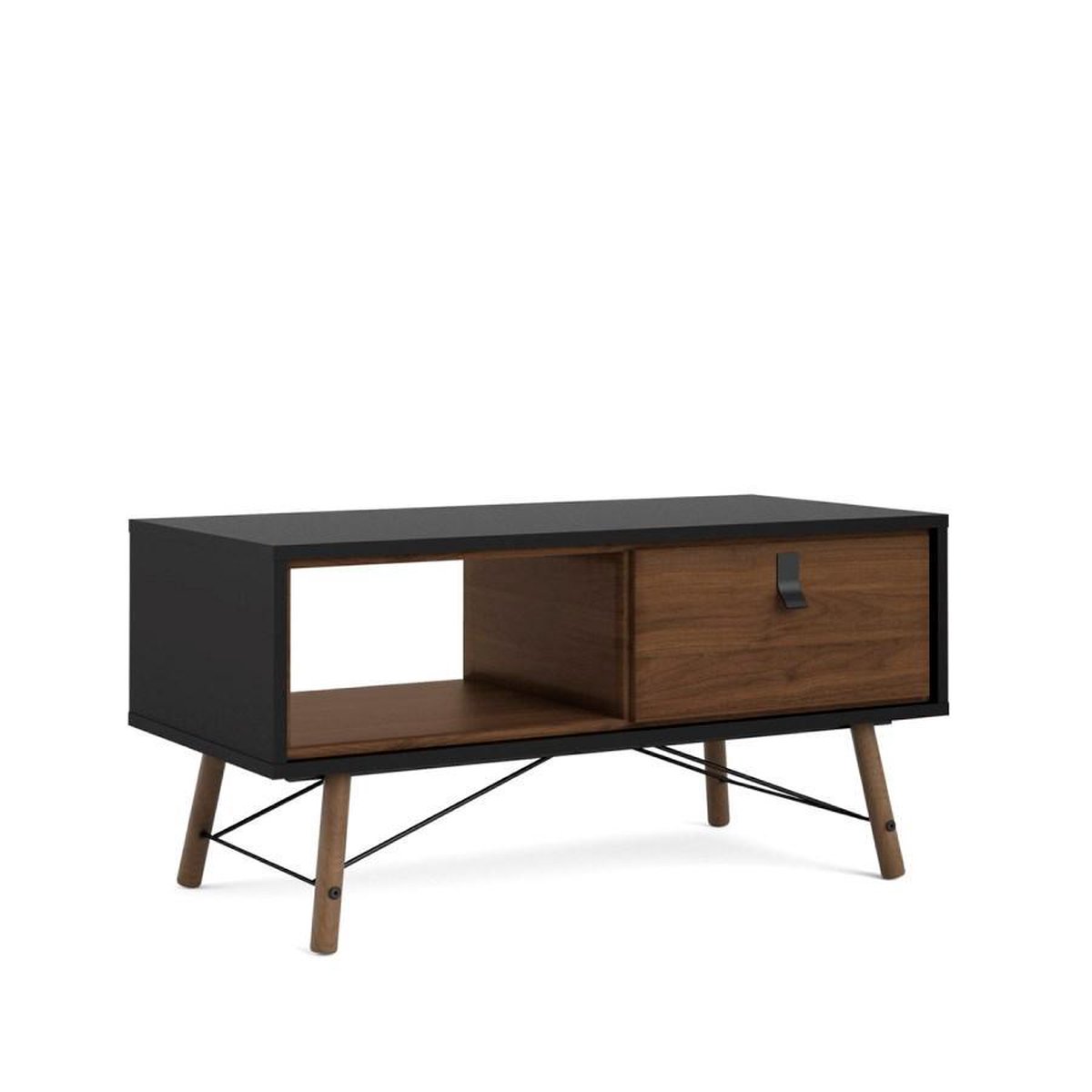 Rye Salontafel 1 Lade Mat, Walnoot Decor. - Zwart