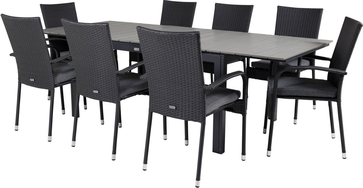 Levels Tuinmeubelset Tafel 100x160/240cm En 8 Stoel Anna,. - Grijs