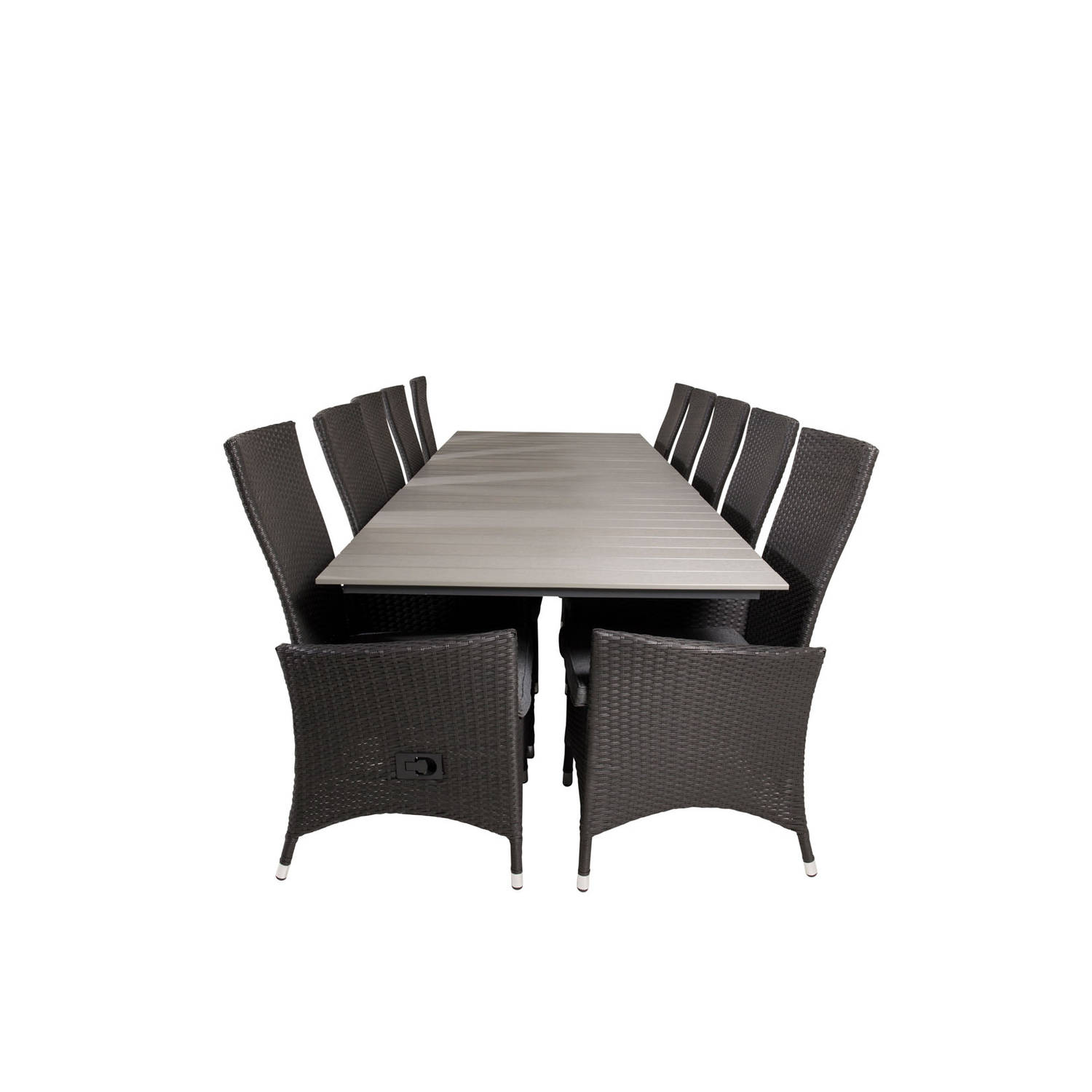 Levels Tuinmeubelset Tafel 100x229/310cm En 10 Stoel Padova,. - Grijs