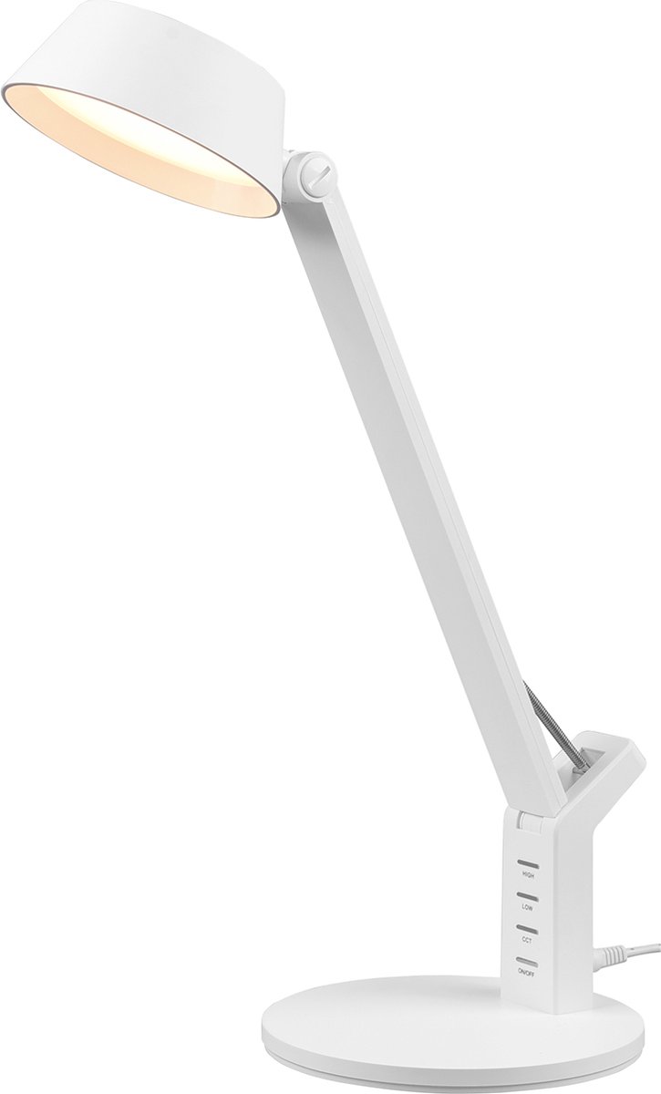 BES LED Led Bureaulamp - Trion Avvan - 5w - Aanpasbare Kleur - Usb Oplaadbaar - Dimbaar - Rond - Mat - Kunststof - Wit