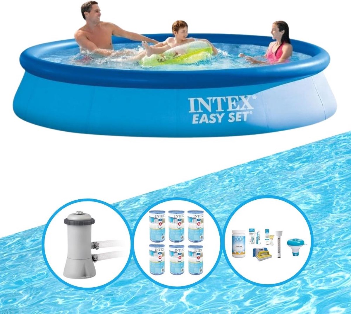 Intex Zwembad Easy Set 366x76 Cm - Zwembad Bundel - Blauw