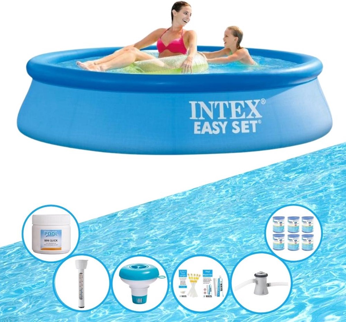 Intex Zwembad Easy Set - Zwembad Bundel - 244x61 Cm - Blauw