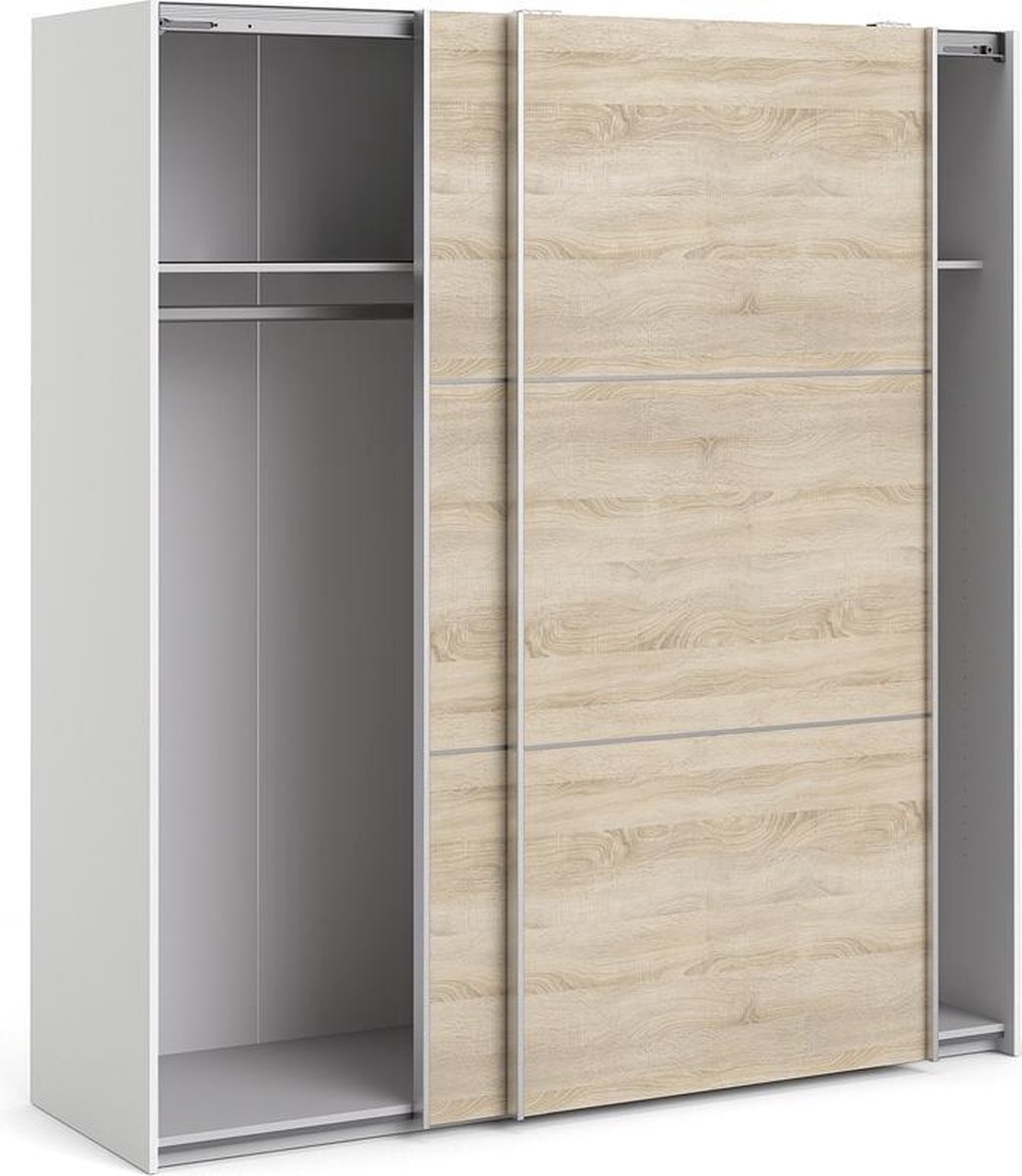 Veto Schuifdeurkast 2 Deuren Breed 183 Cm, Eiken Decor. - Wit