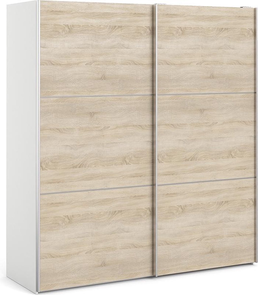 Veto Schuifdeurkast 2 Deuren Breed 183 Cm, Eiken Decor. - Wit
