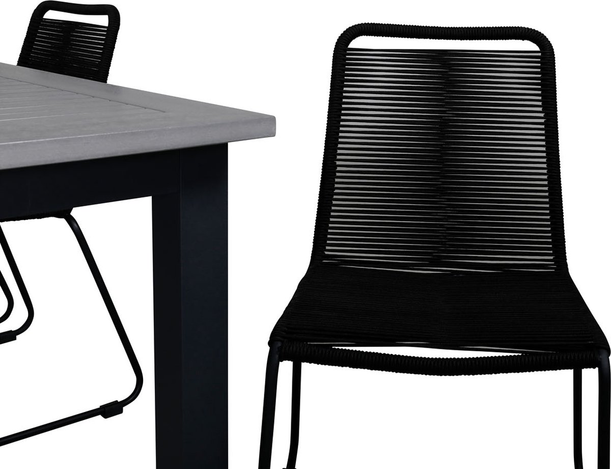 Albany Tuinmeubelset Tafel 100x224/324cm En 6 Stoel Stapel Lindos,. - Grijs