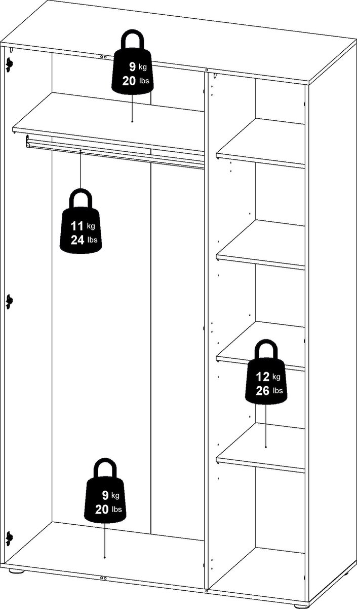 Petra Kledingkast 3 Deuren. - Wit