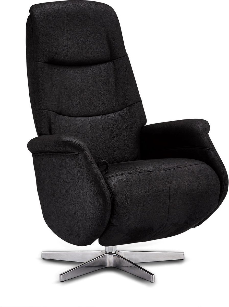 Drix Relaxstoel Fauteuil, Metaal Zilverkleurig. - Zwart