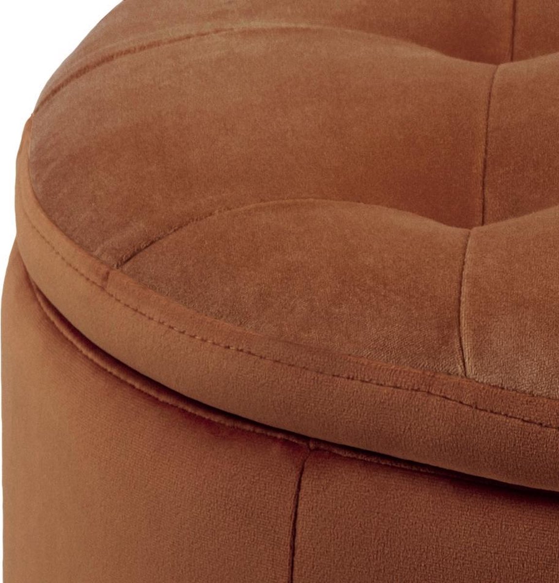 Reece Poef Velours Ø60cm Met Opbergruimte. - Oranje