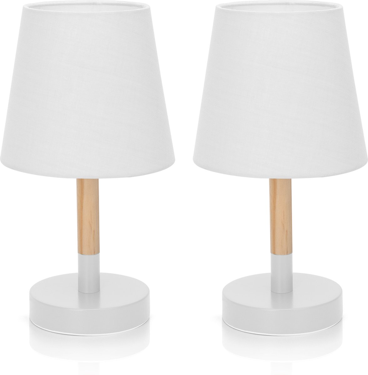 Aigostar 13as7 - Klassieke Bureaulamp - Leeslamp - Tafellamp - E14 Fitting - Voor Slaapkamer 2 Stuks - Wit