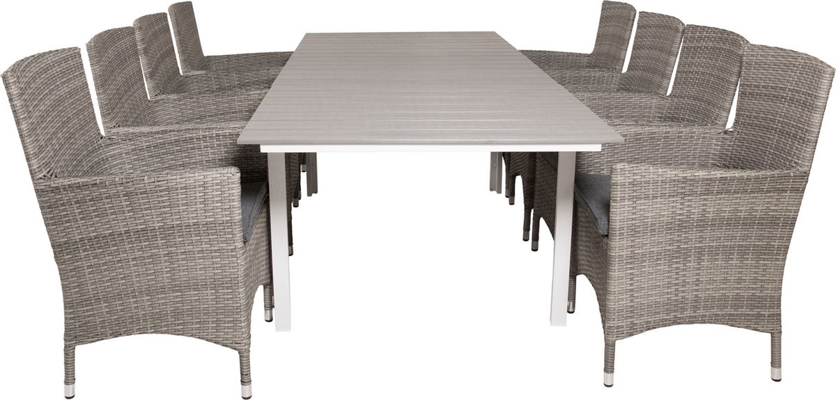 Levels Tuinmeubelset Tafel 100x160/240cm En 8 Stoel Malin. - Grijs