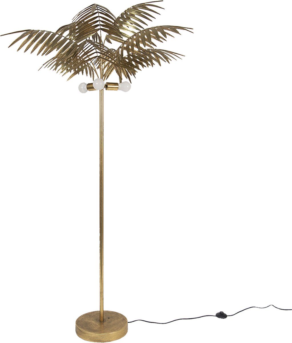 Clayre & Eef Vloerlamp Palm Ø 100*193 Cmkleurig Ijzer Staande Lamp Staanlampkleurig Staande Lamp Staanlamp - Goud