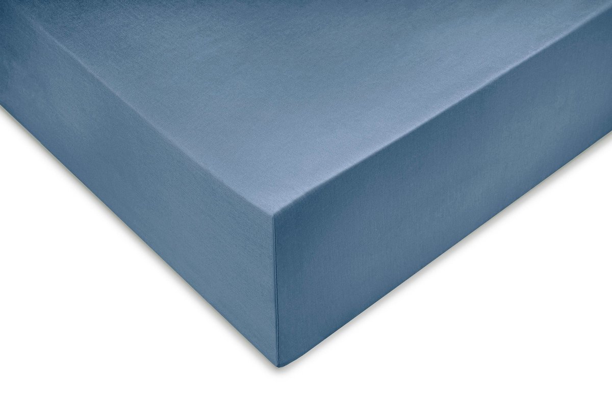 Zo Home Satinado Hoeslaken Katoen Satijn 35cm Hoekhoogte - Riviera Blue 90x210-220cm - Blauw