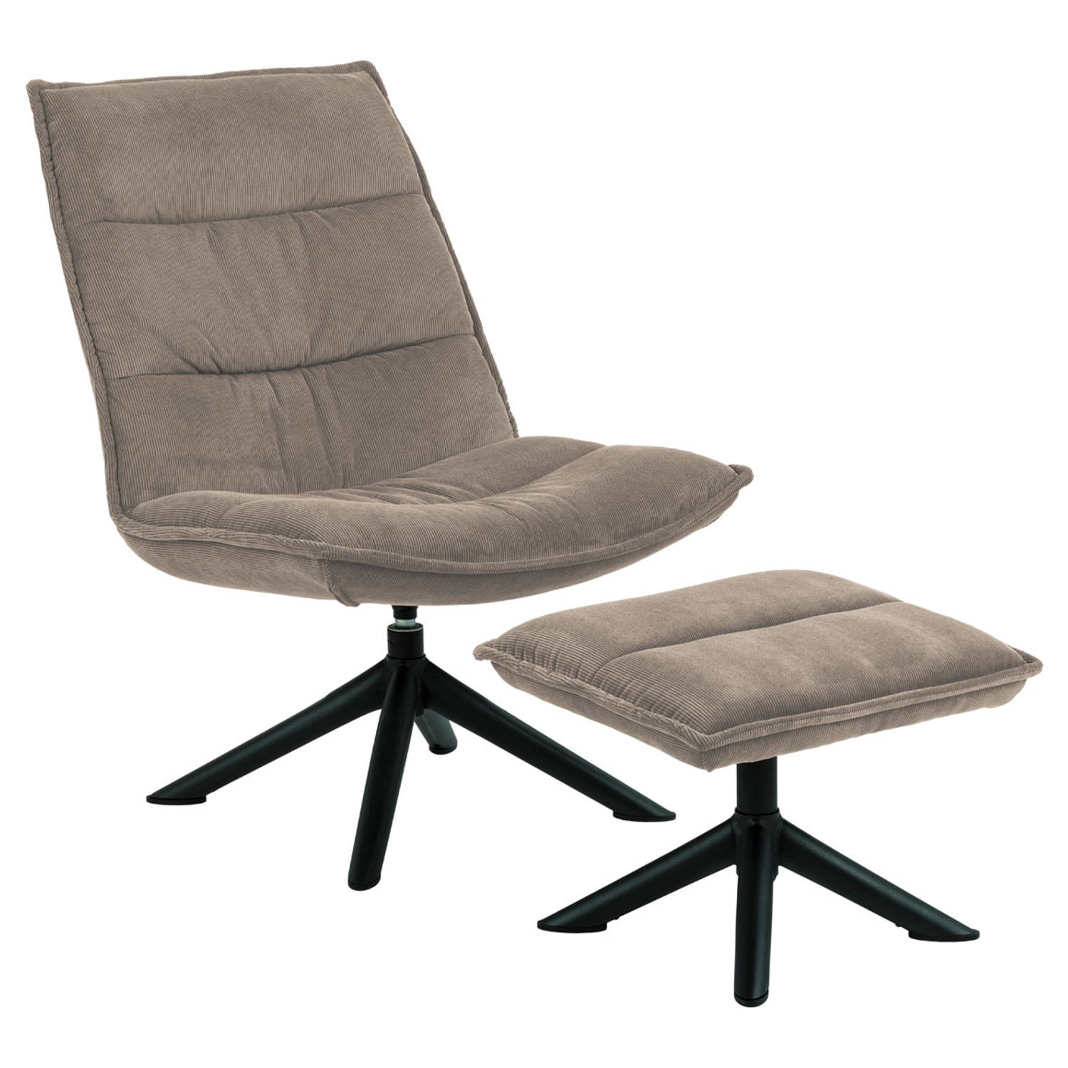 Bliwa Fauteuil Lounge Fauteuil Met Kruk, Zwart. - Beige