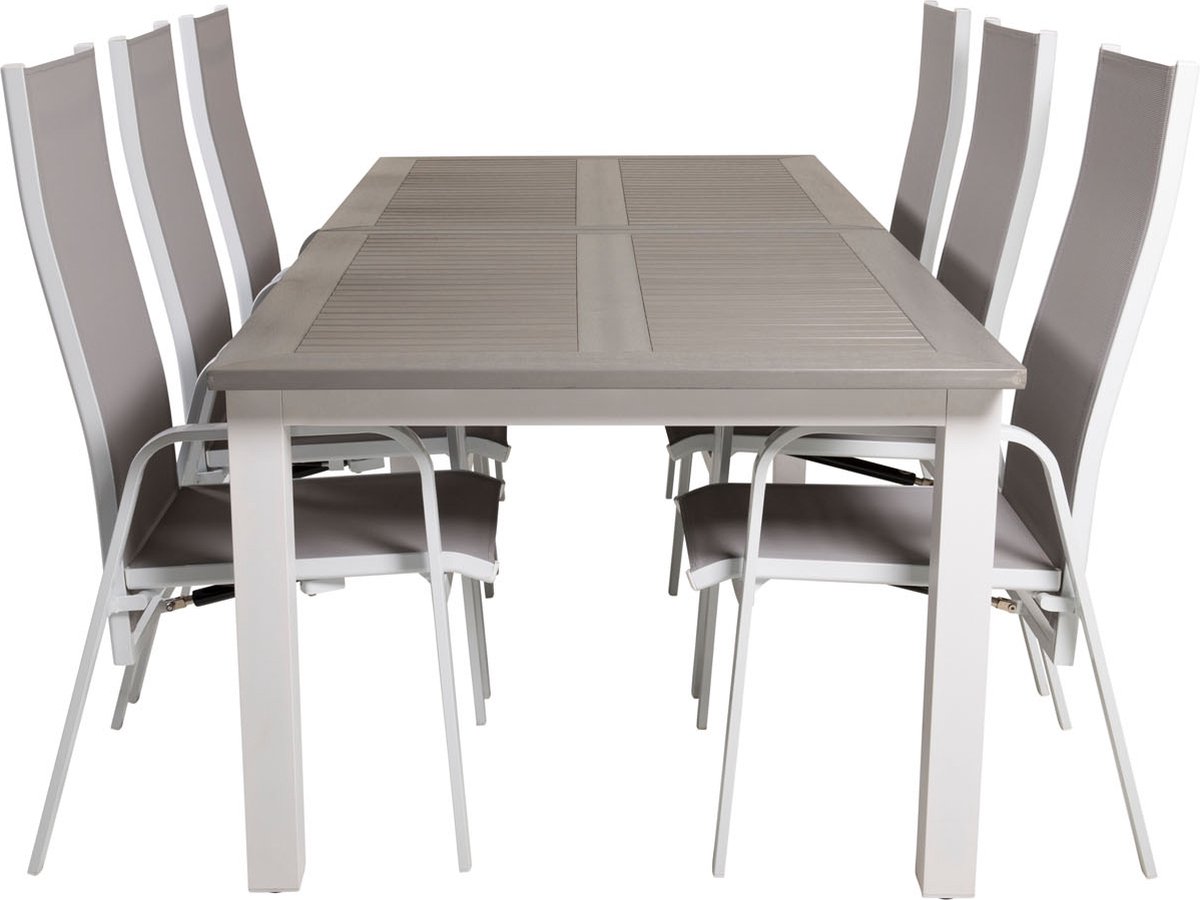 Albany Tuinmeubelset Tafel 100x224/324cm En 6 Stoel Rec Copacabana,. - Grijs