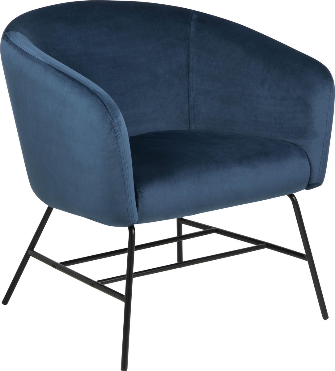 Ramy Fauteuil In Marineblauwe Stof En Metalen Onderstel. - Roze