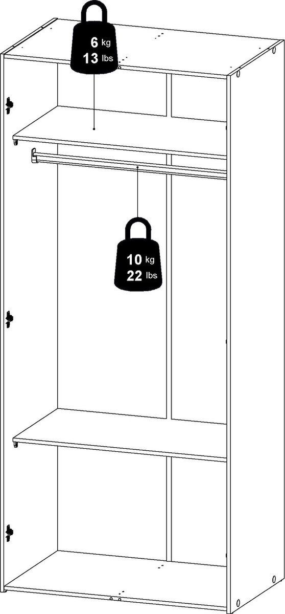 Spell Kledingkast 2 Deuren. - Wit