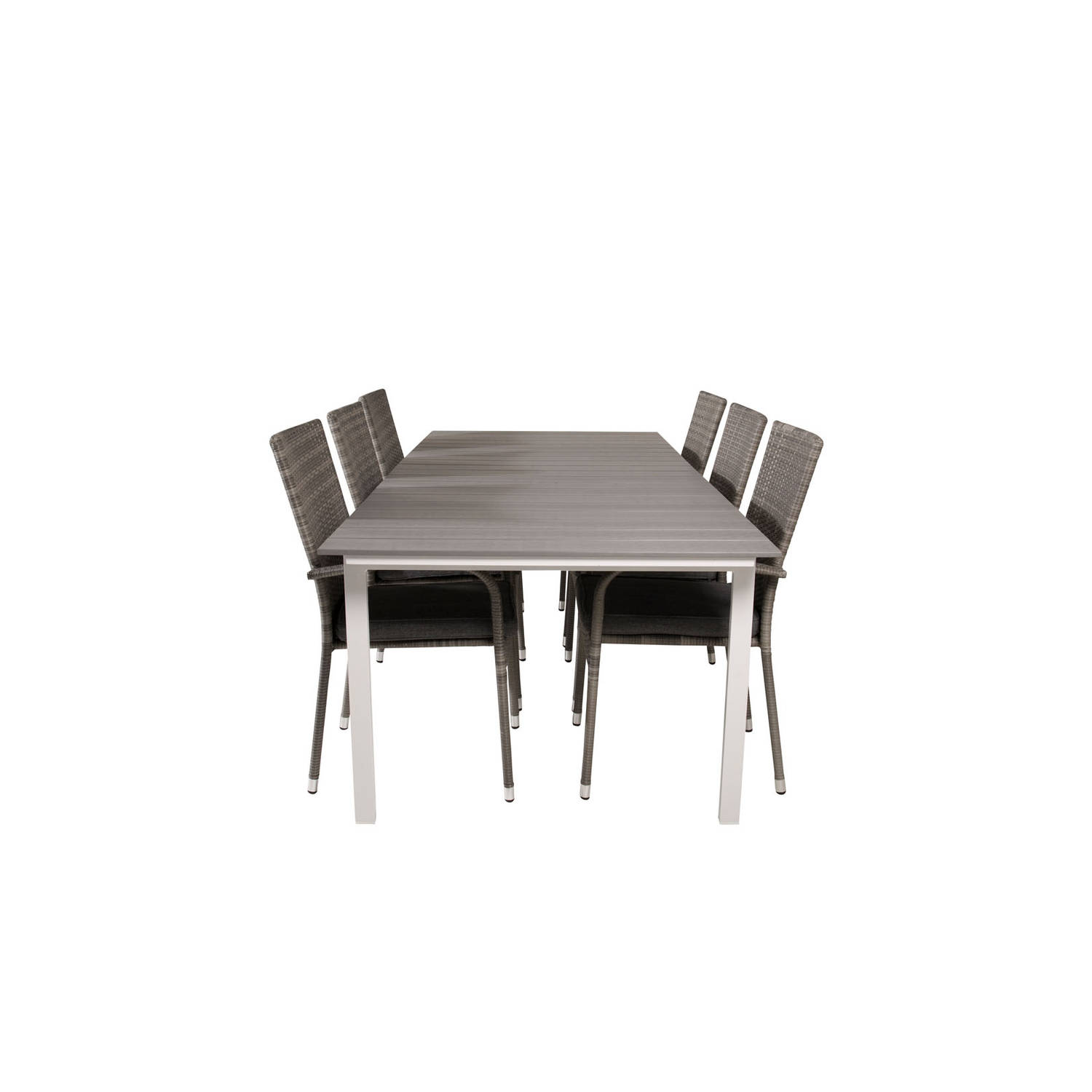 Levels Tuinmeubelset Tafel 100x229/310cm En 6 Stoel Anna. - Grijs