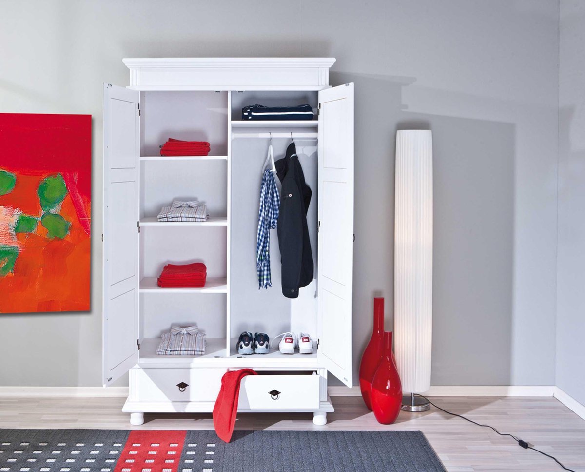 Tweedeurs Kledingkast Met Laden Danz. - Wit