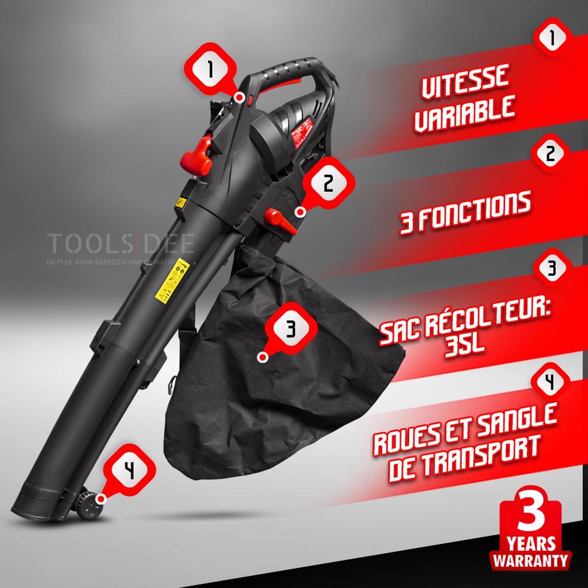 Elem Garden Technic Bladblazer/-zuiger 3-in-1 3000 W - Zwart