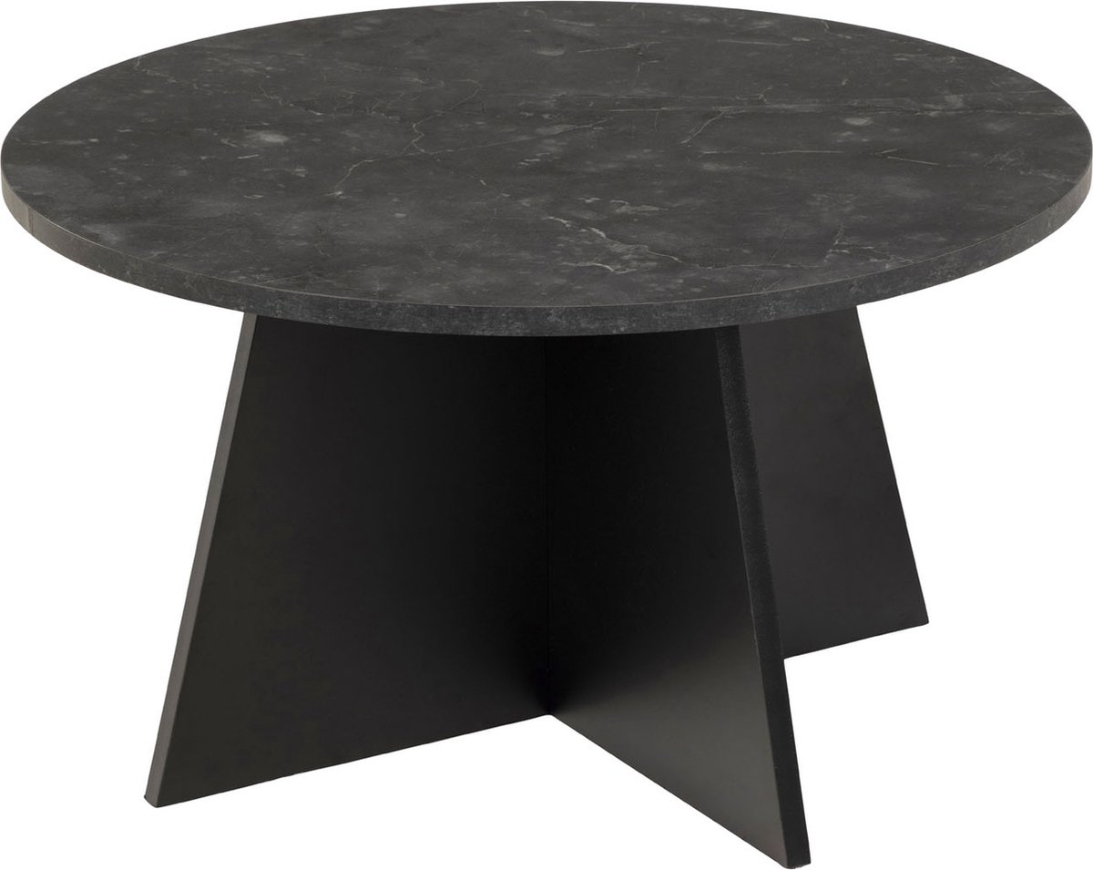 Axita Salontafel Diameter 70 Cm Marmerprint,. - Zwart