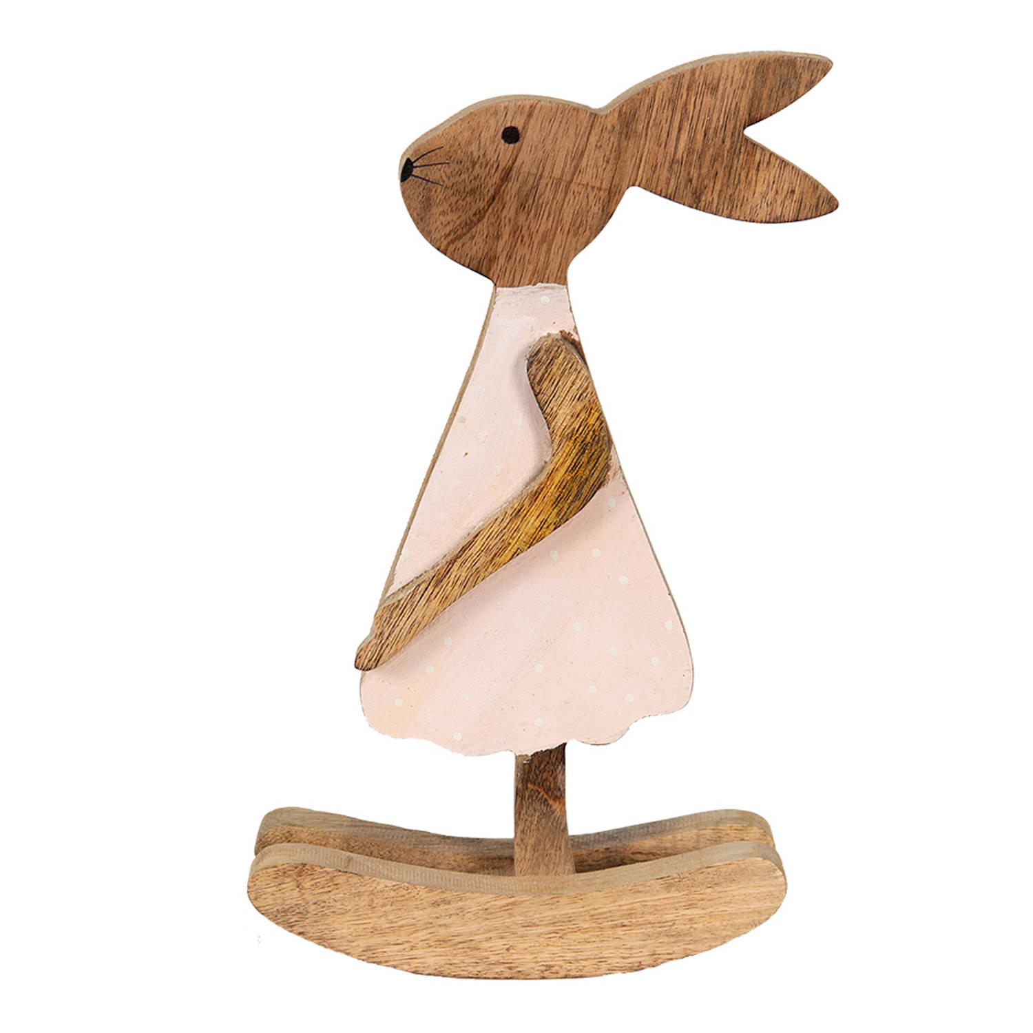 Clayre & Eef Decoratie Beeld Konijn 17*7*30 Cm Hout Decoratief Figuur Paashaas Woonaccessoires Decoratief - Bruin