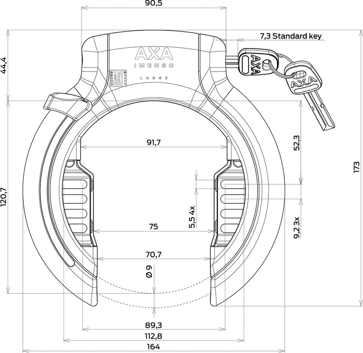 AXA Slot Ringslot Imenso ** 75/92 Bin Br - Zwart