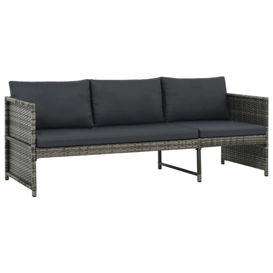 Vidaxl 3-delige Loungeset Met Kussens Poly Rattan - Grijs