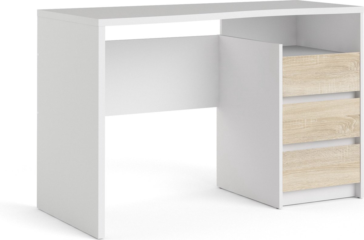 Fula Bureau 3 Laden En Eiken Decor. - Wit