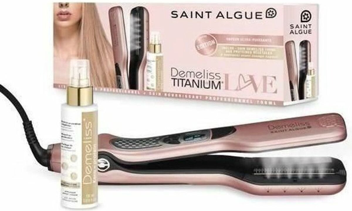 Cstore Saint Algue Demeliss Love Edition Stoomtang Case Goud Roze + Voedende Behandeling 100 Ml Kera-protein - Titanium