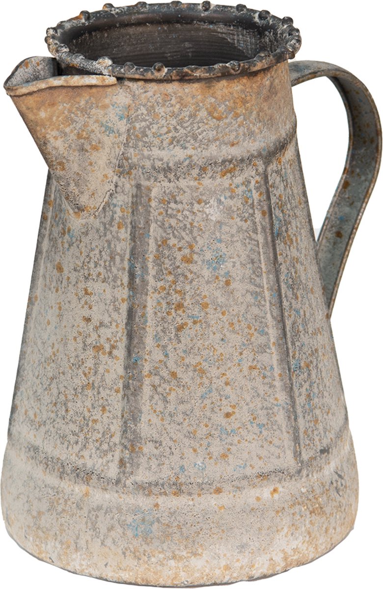 Clayre & Eef Decoratie Gieter 14*14*20 Cm Metaal Woonaccessoires Huisdecoratie Tuinaccessoires - Grijs
