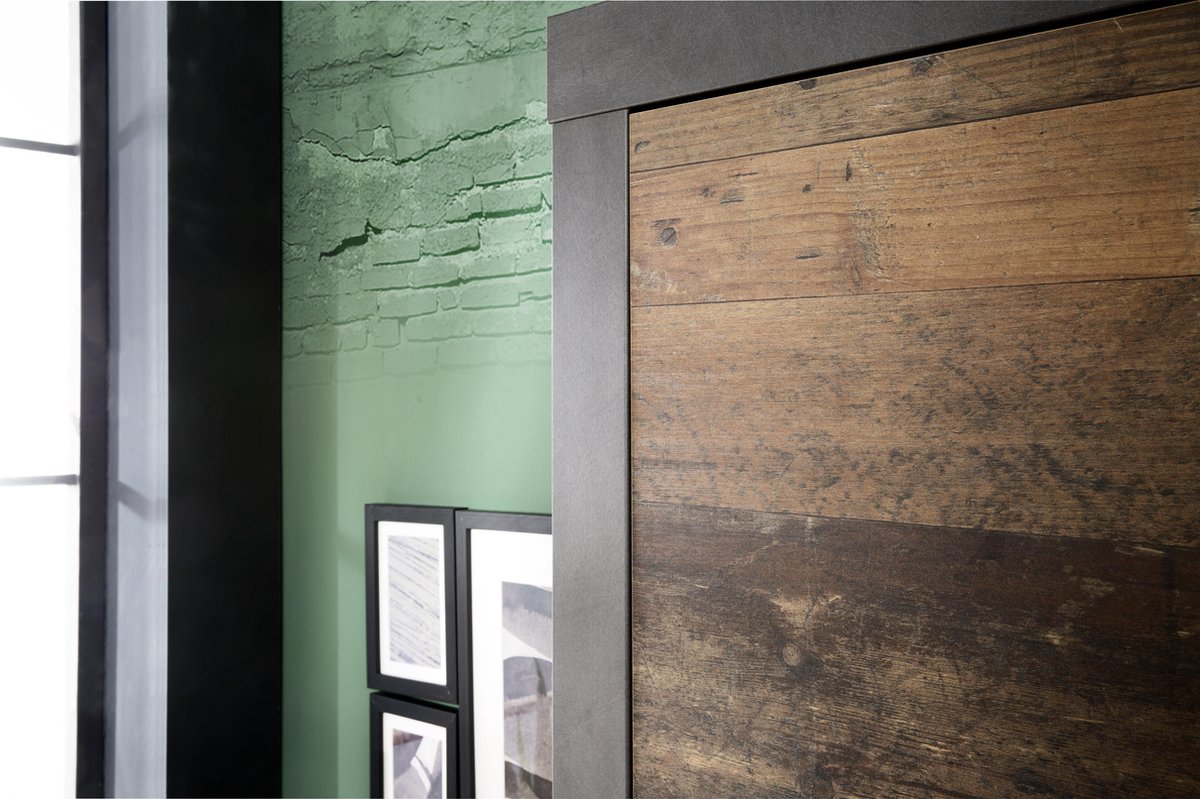 Irwin Kledingkast 2 Deuren, Matera Decor, Old Wood Decor. - Grijs