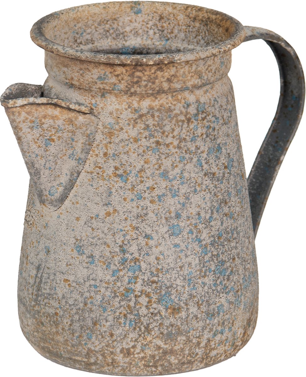 Clayre & Eef Decoratie Gieter 12*12*16 Cm Metaal Woonaccessoires Huisdecoratie Tuinaccessoires - Grijs