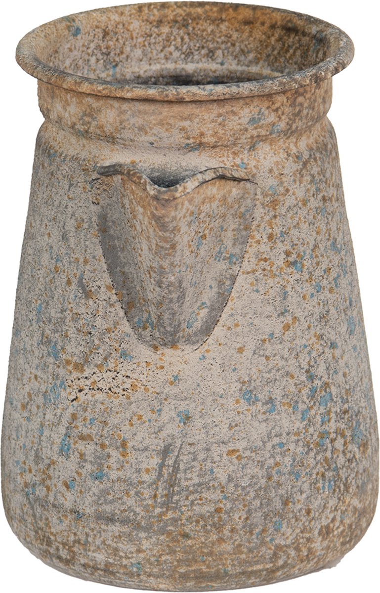Clayre & Eef Decoratie Gieter 12*12*16 Cm Metaal Woonaccessoires Huisdecoratie Tuinaccessoires - Grijs