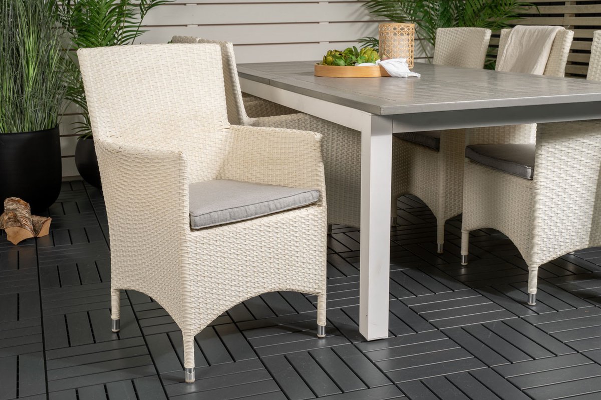 Albany Tuinmeubelset Tafel 100x224/324cm En 6 Stoel Malin,. - Grijs