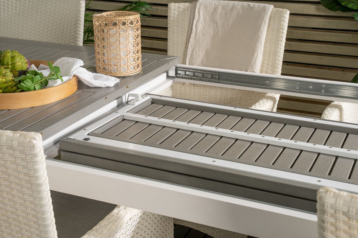 Albany Tuinmeubelset Tafel 100x224/324cm En 6 Stoel Malin,. - Grijs