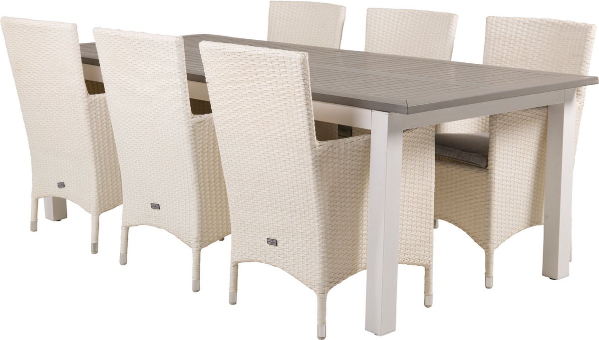 Albany Tuinmeubelset Tafel 100x224/324cm En 6 Stoel Malin,. - Grijs