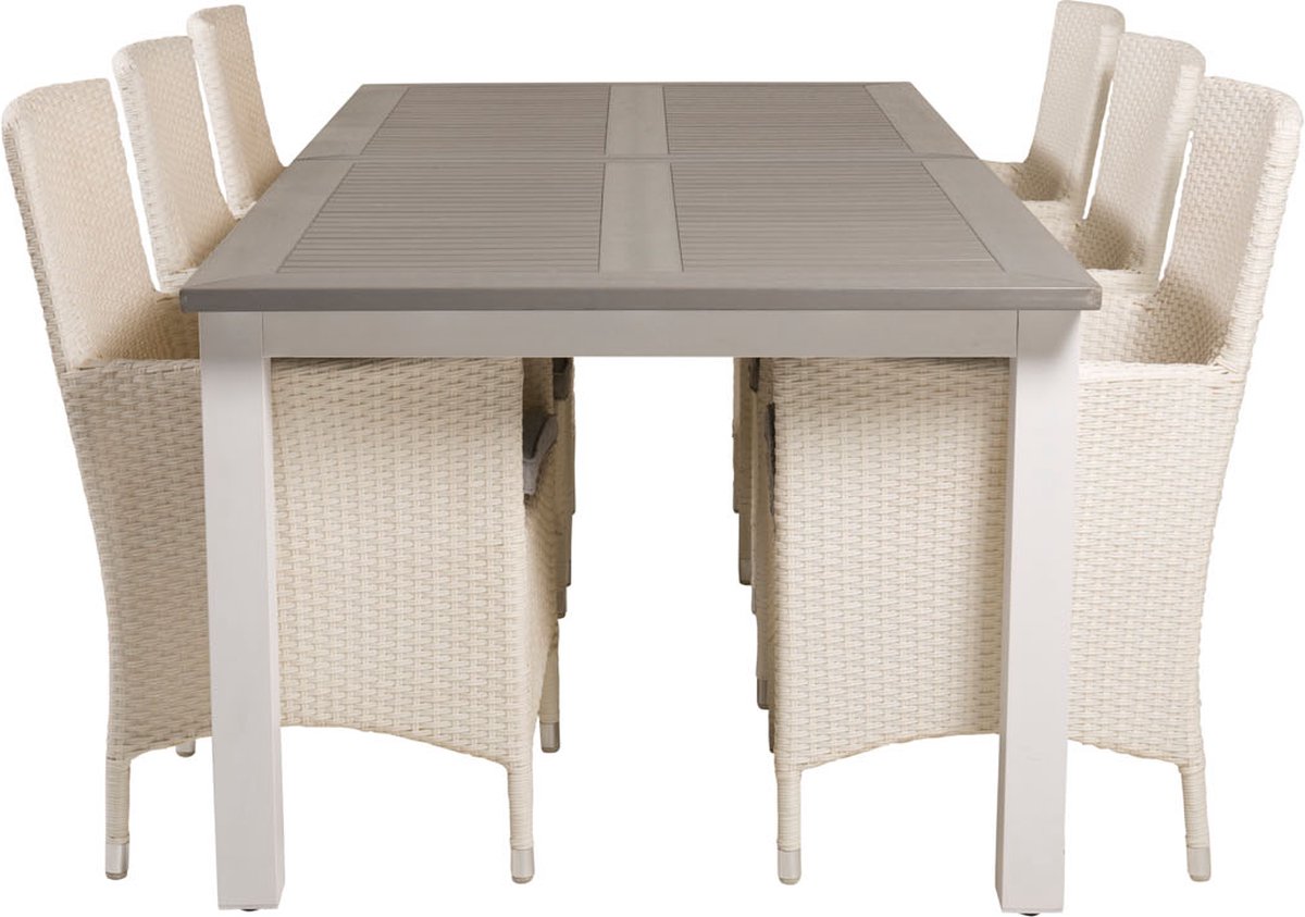 Albany Tuinmeubelset Tafel 100x224/324cm En 6 Stoel Malin,. - Grijs