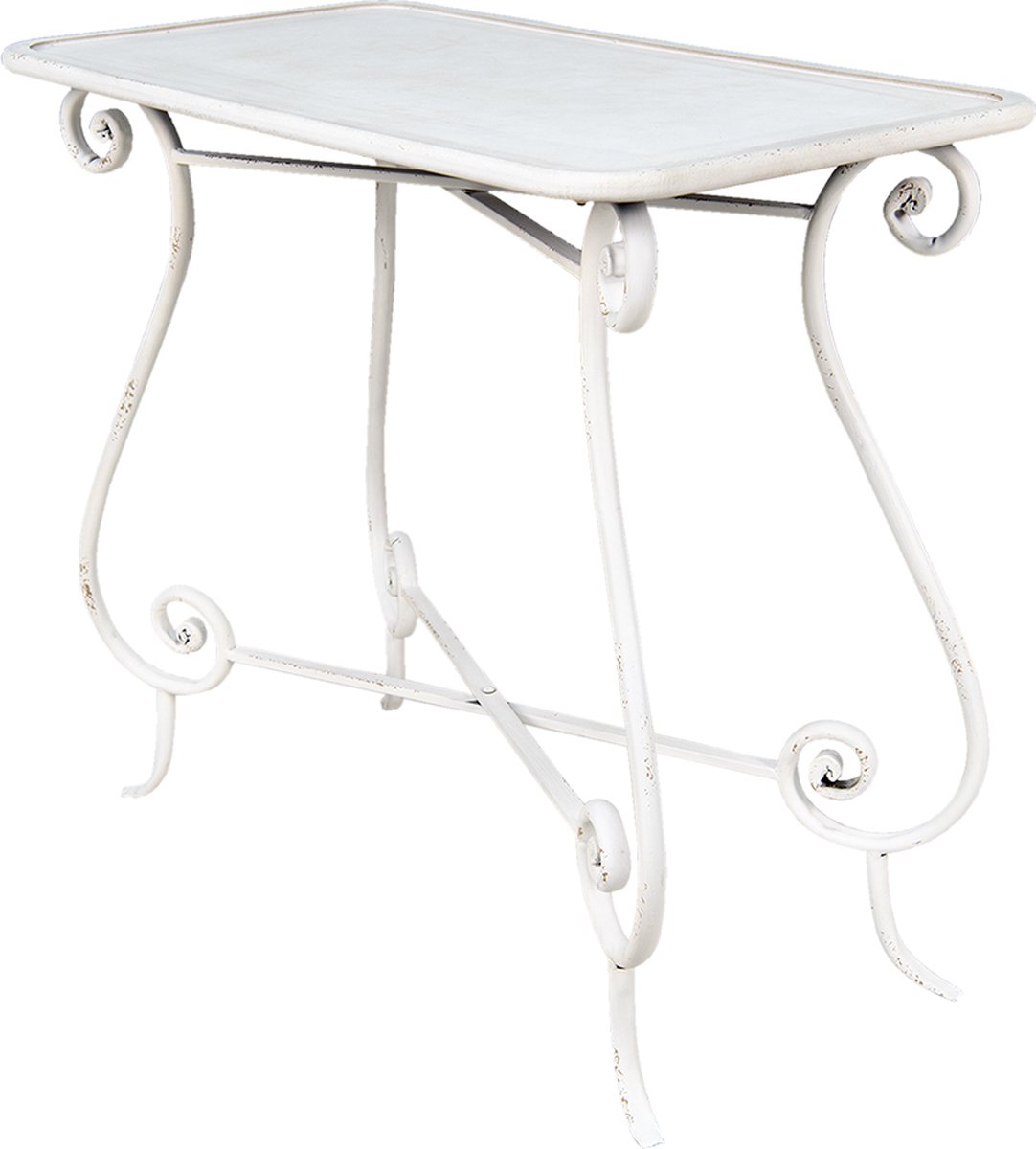 Clayre & Eef Bijzettafel 90*48*79 Cm Ijzer, Hout Rechthoek Side Table Tafeltje Side Table Tafeltje - Wit
