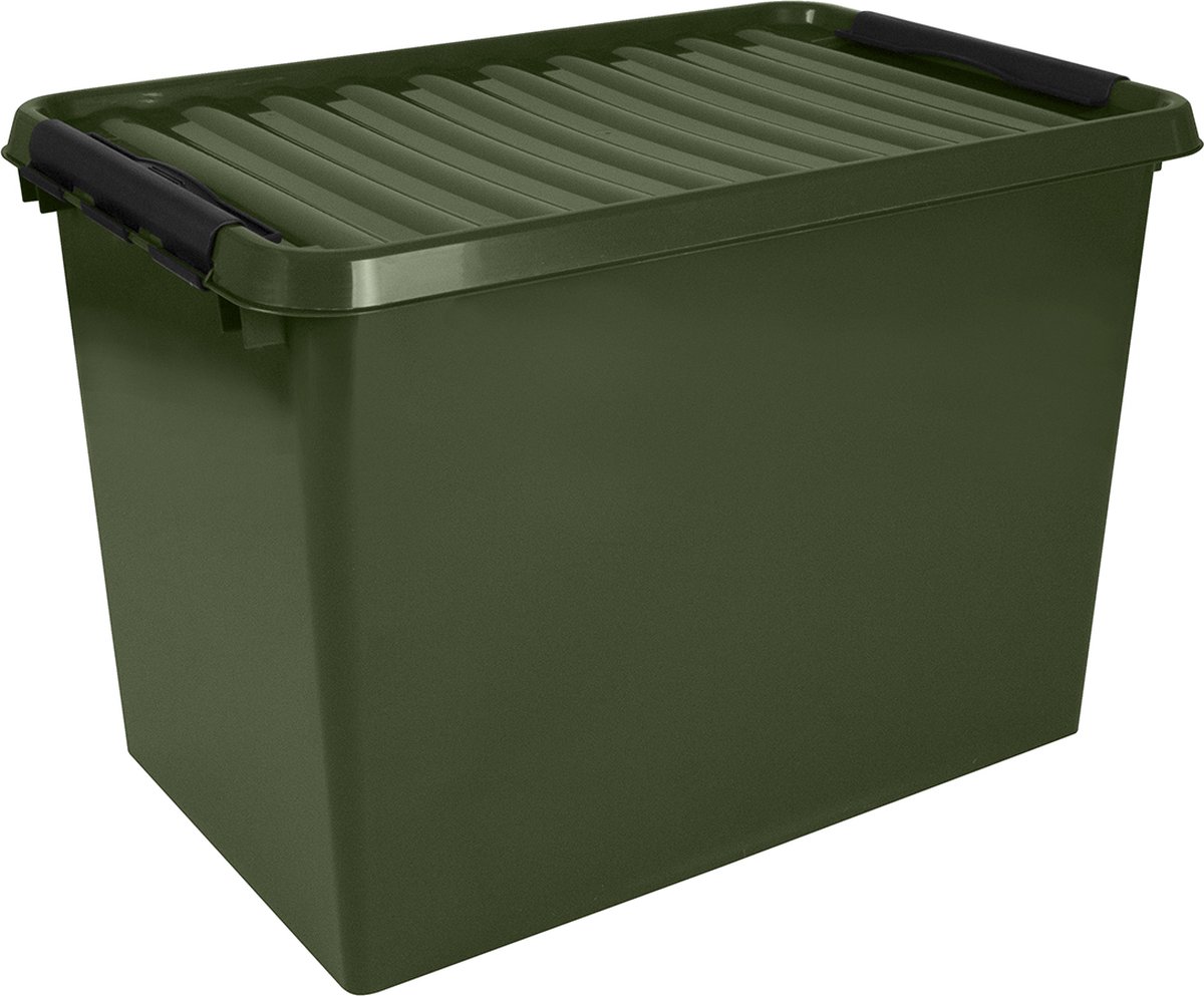 Sunware - Q-line Opbergbox Recycled 72l Zwart - 60 X 40 X 42 Cm - Groen