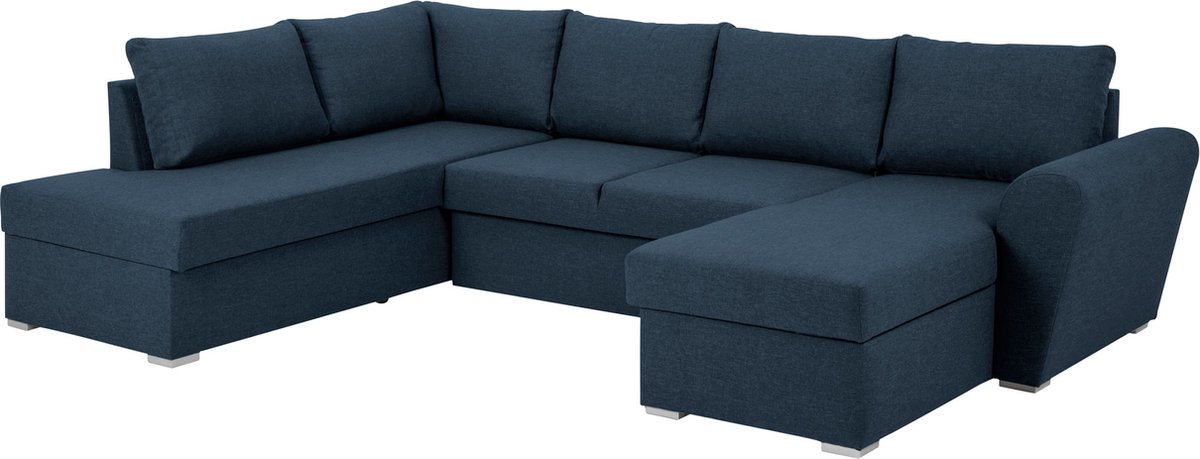 Stan Slaapbank, Hoek Links Met Chaise Longue Rechts, In. - Blauw