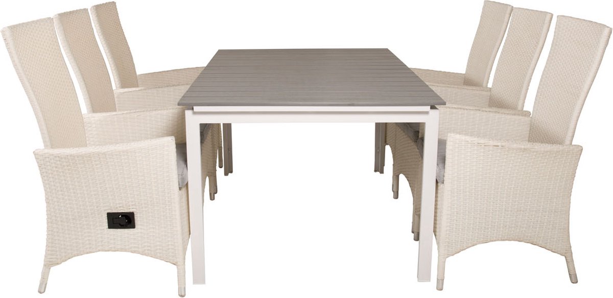 Levels Tuinmeubelset Tafel 100x160/240cm En 6 Stoel Padova,. - Grijs