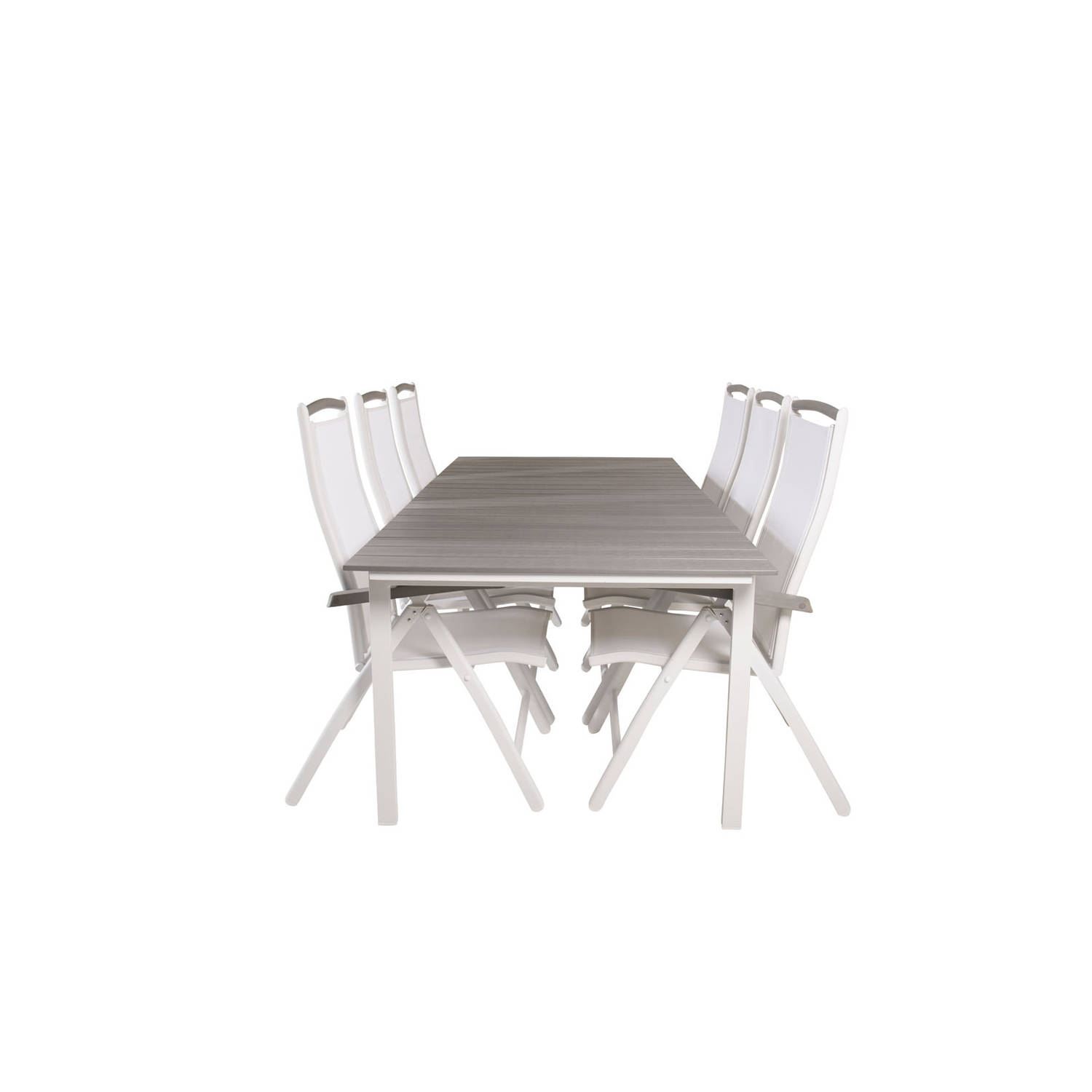 Levels Tuinmeubelset Tafel 100x229/310cm En 6 Stoel 5posalu Albany, Grijs. - Wit