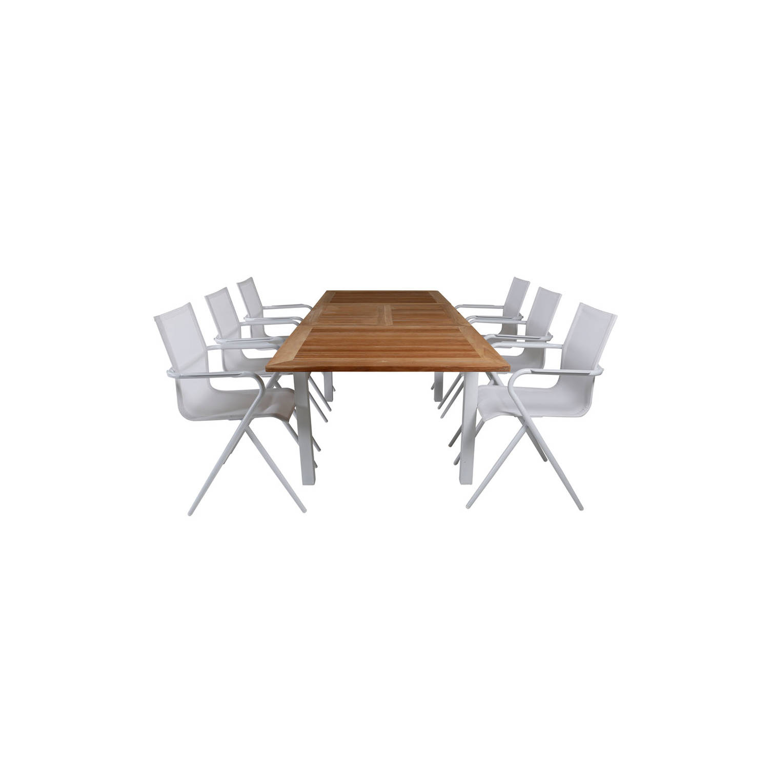 Panama Tuinmeubelset Tafel 90x160/240cm En 6 Stoel Alina, Naturel. - Wit