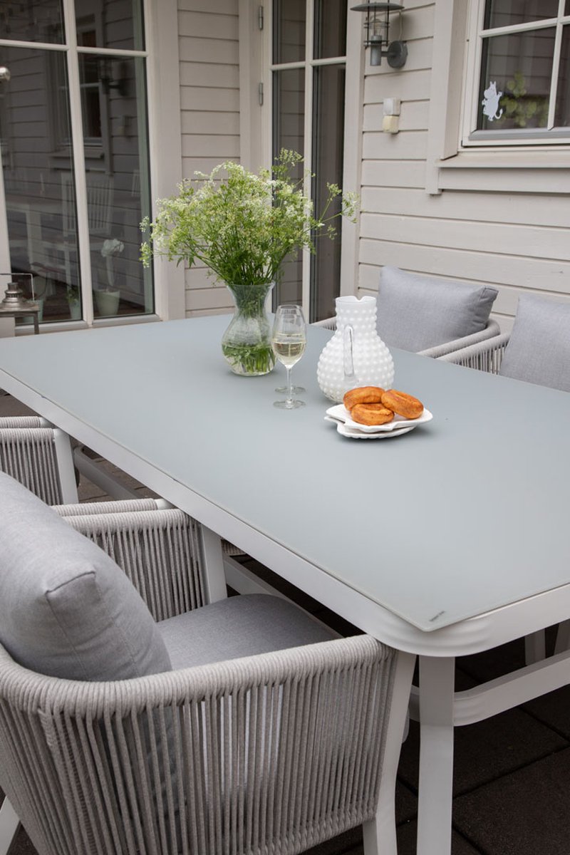 Virya Tuinmeubelset Tafel 100x200cm En 6 Stoel Virya, Grijs. - Wit