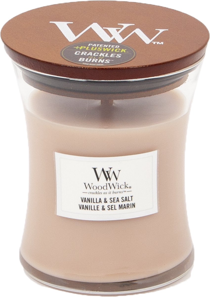 Woodwick Kaars Medium Vanilla & Sea Salt - 11 Cm / ø 10 Cm - Roze