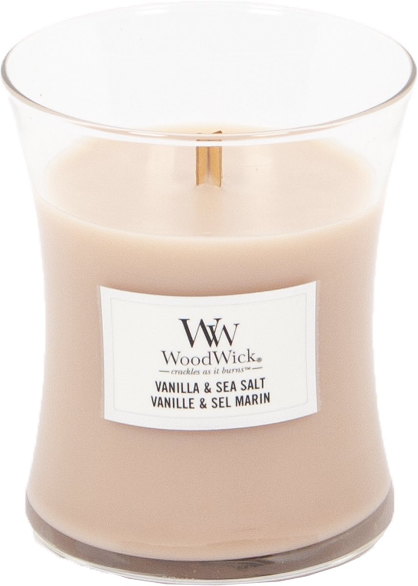 Woodwick Kaars Medium Vanilla & Sea Salt - 11 Cm / ø 10 Cm - Roze