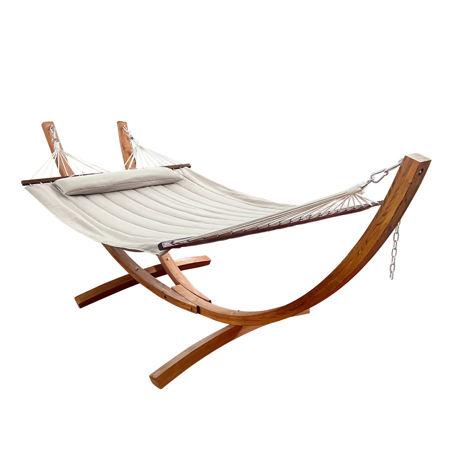 axi Hawaï Hangmat Voor 2 Personen Met Standaard Van Hout Xxl 2 Persoons Hangmat In Met Houten Frame - Beige