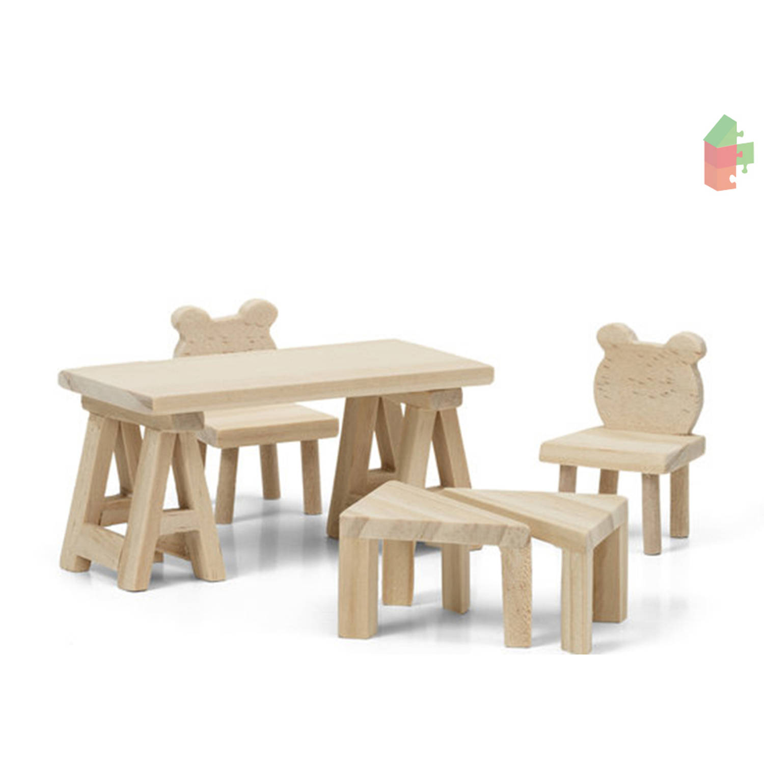 Lundby Poppenhuis Houten Poppenhuismeubels Diy - Tafel/stoelen