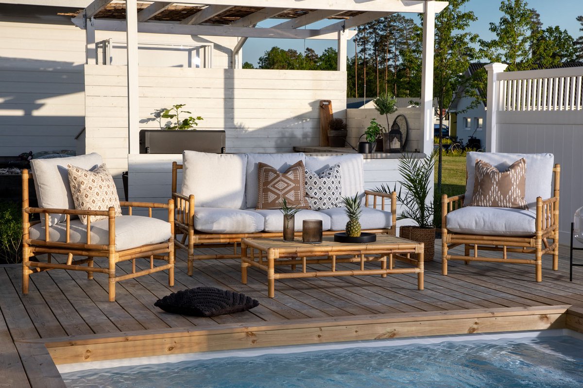 Cane Leunstoel Tuin Licht, Natuur. - Grijs